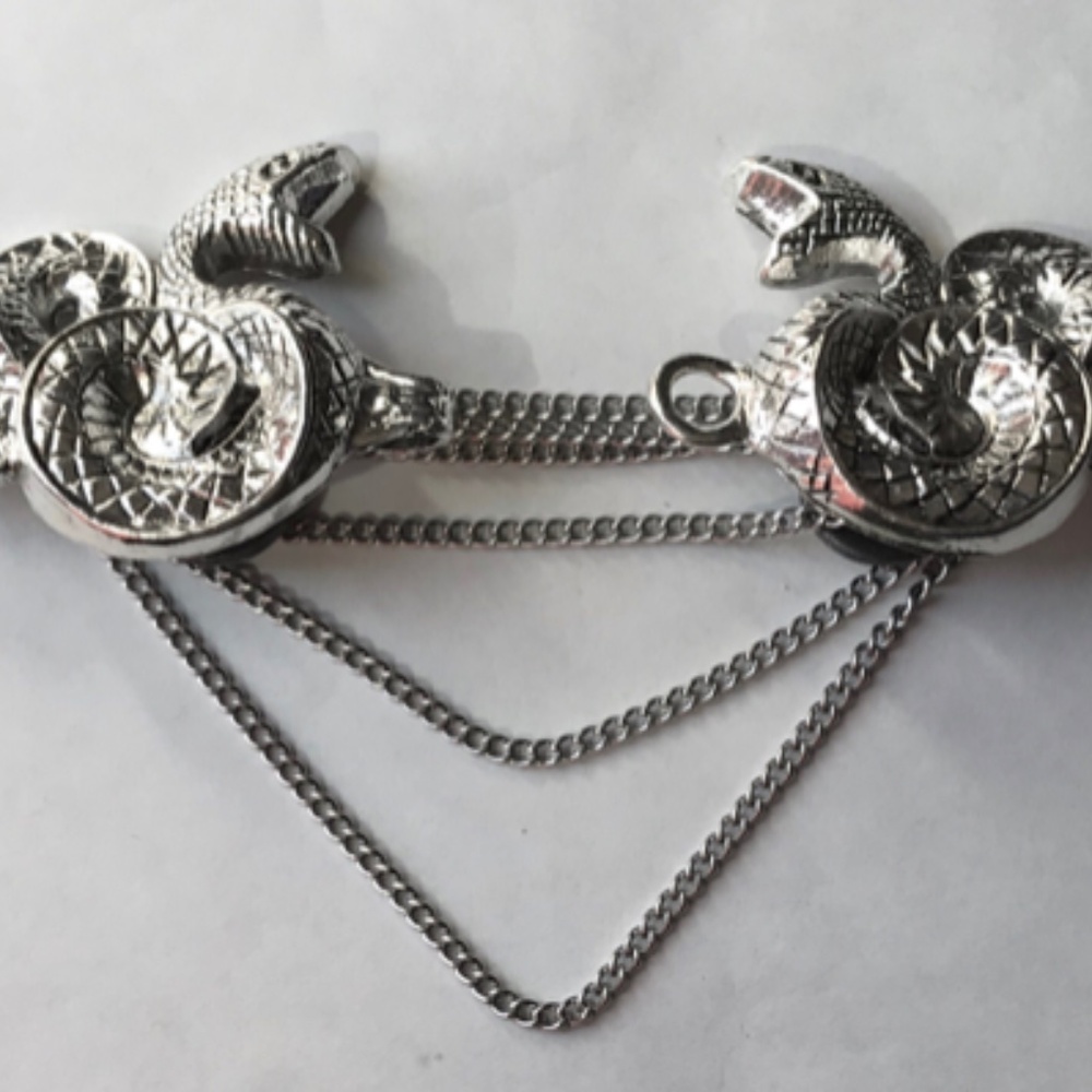 silver snake cloak clasp with chain